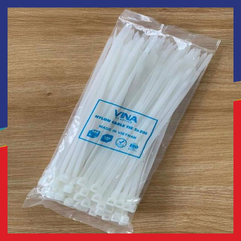Day-rut-nhua-vina-200mm-5×200bl-trang Dây rút nhựa 200mm (5x200 BL)